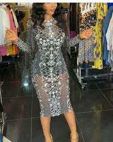Sparkly Silver Rhinestones See Through Dress